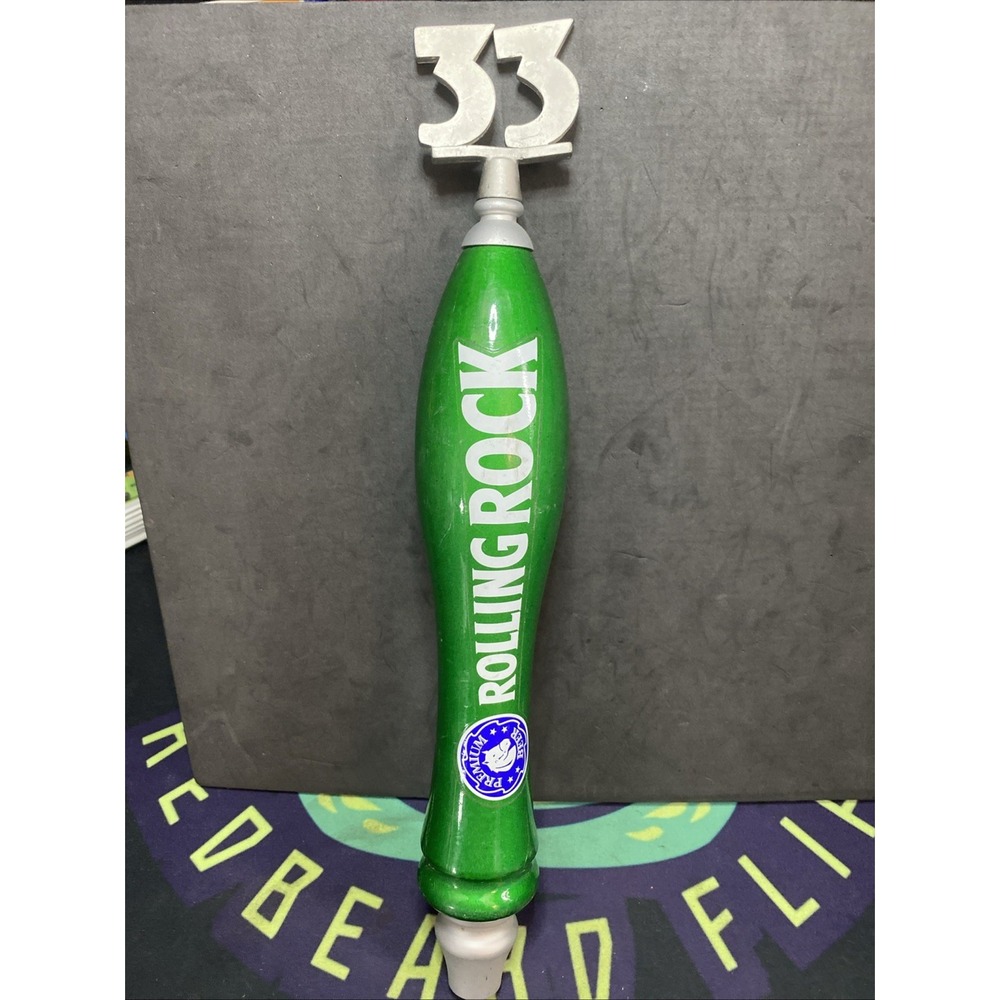 Rolling Rock 33 Premium Beer Tap Handle 13" Tall Wood/Metal Green  A2